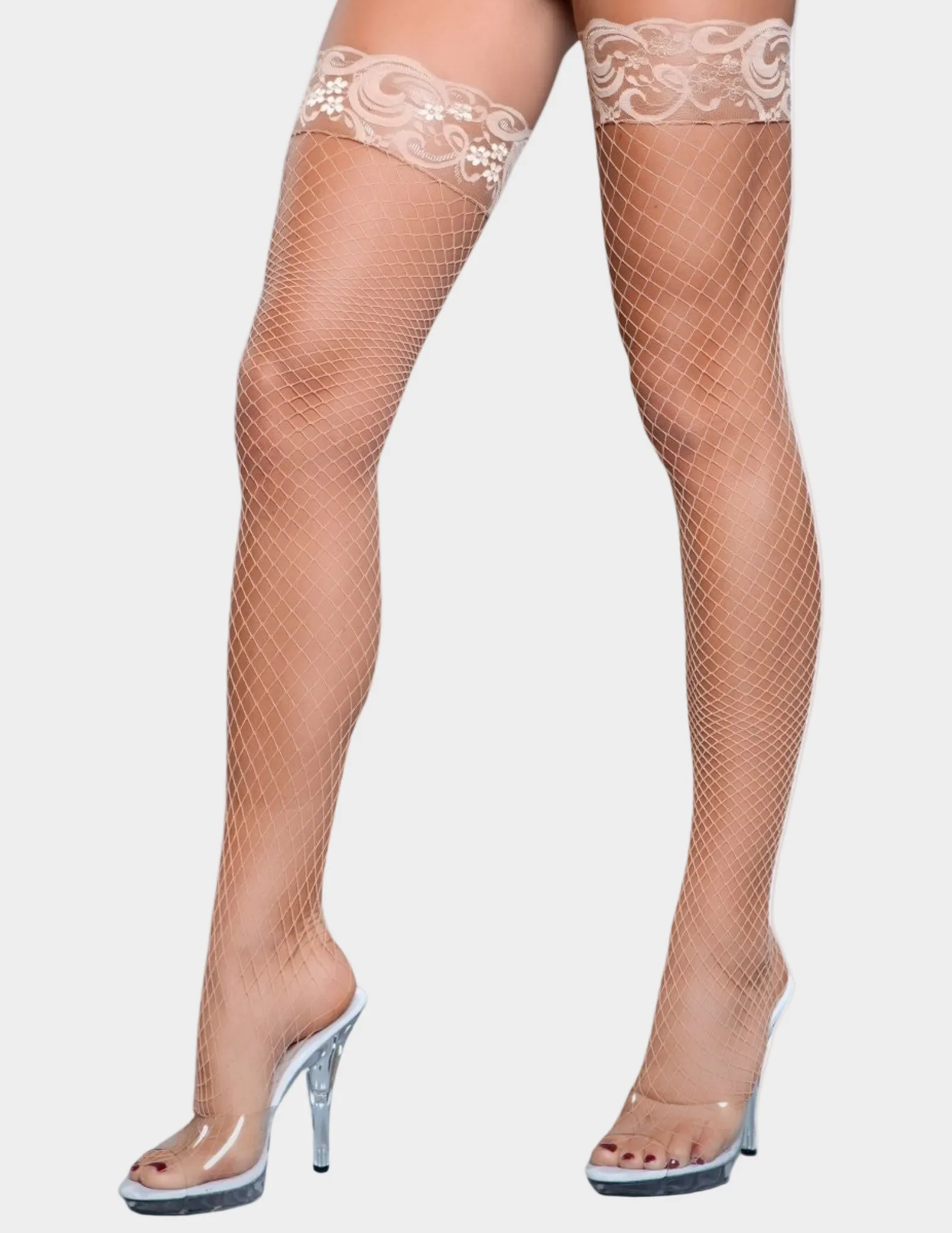 Amber Lace Top Fishnet Thigh Highs - Image 3